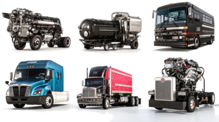 Bus Engines and Trucks on Transparent Background Generative AI
