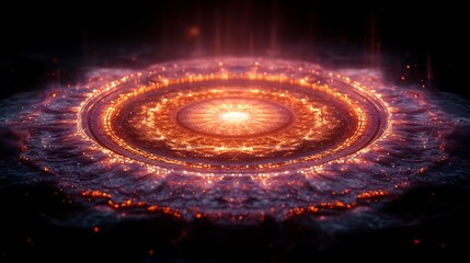 Obraz premium Fiery Mandala Glowing Circular Design Abstract Art