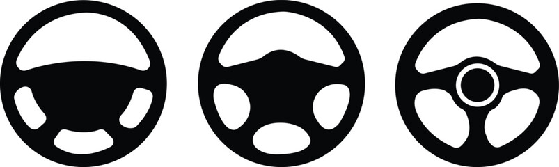 steering wheel icon set.Car/automobile steering wheel or driving wheel flat icon for apps and websites.steering wheel icon or logo isolated sign symbol vector illustration,isolated on white background