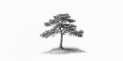 Fototapeta premium Solitary Pine Tree on a Small Hill
