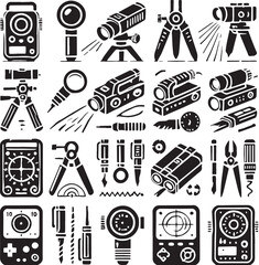 Obraz premium Black Color Stud Finder Silhouette Vector Illustration, Solid White Background. minimal vector design