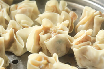 Homemade dimsum in a steamer