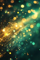 Obraz premium gold and green neon lights design, wide poster, Generative AI