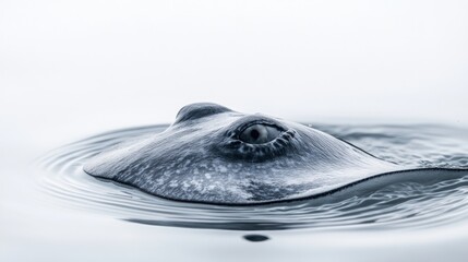 Stingray eye surfacing, calm water ripples.