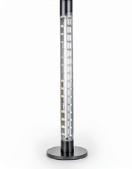 Sleek modern LED table lamp with a transparent cylindrical body, showcasing its inner light source.