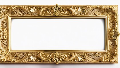 Ornate Gold Frame on White Background