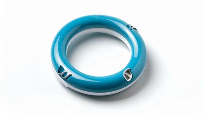 Teal circular device with white accents.
