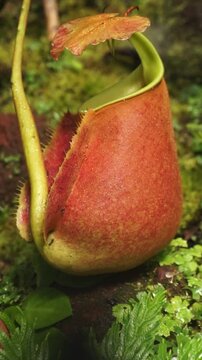 kantong semar bertaring or Nepenthaceae are plants found in Kalimantan and sumatra . indonesia