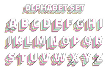 A-z set alphabet png vintage pastel stylized typography