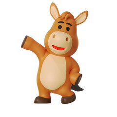 Horse Greeting Hello Mascot Animal 3D