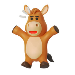 Shocked Horse Mascot Animal 3D