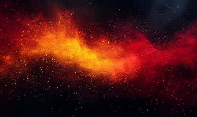 Dynamic splashes of red and yellow gradients over black, fiery abstract theme, grainy texture, Generative AI