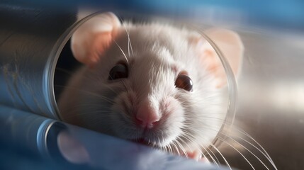 A diligent researcher carefully examines a mouse confined within a transparent plastic tube conducting a thorough investigation into the rodent s biology and behavior for scientific purposes