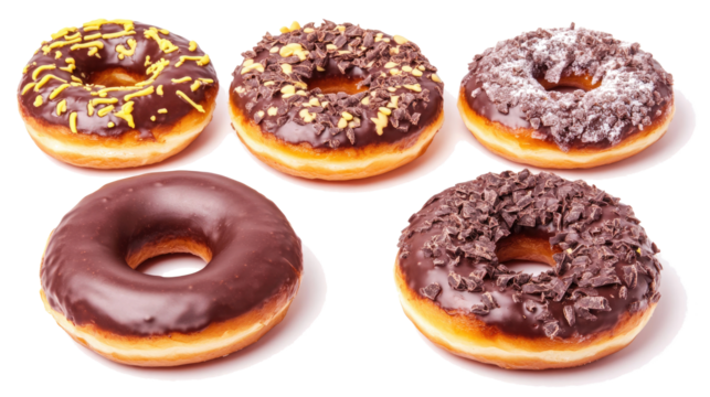 Chocolate Donuts With Toppings Arranged Generative AI