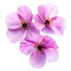 Pink flowers bloom, isolated, white background, design element