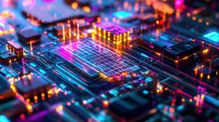 Neon Circuit Board: A Digital Dreamscape