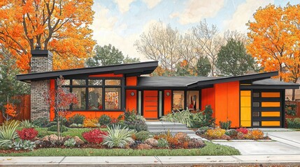 Mid-Century Modern Dream Home in Autumn