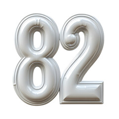 Sleek White Balloon Numbers: Eighty-Two in a Modern Style