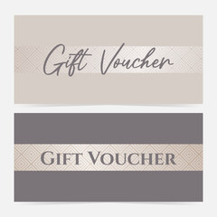 Set of gift vouchers template in pastel gray colors. Elegant minimal design. Sale, promotion, certificate. Vector illustration on white background