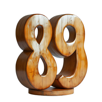 Rustic Wooden Number Sculpture: Eighty-Nine in Warm, Textured Style