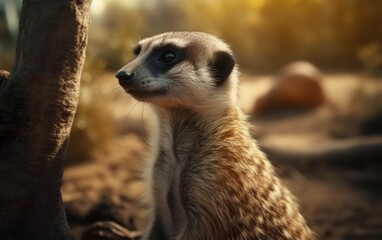 Fototapeta premium Curious Meerkat Portrait