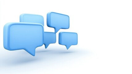 Fototapeta premium A dynamic cluster of blue speech bubbles, representing communication and dialogue in the digital age