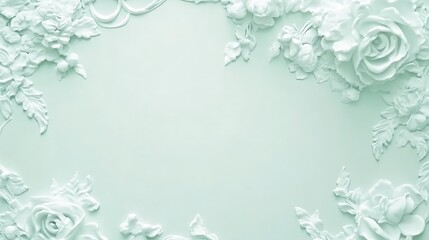 Obraz premium Elegant White Floral Design On A Mint Green Background