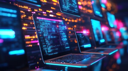 Neon Code: Digital World's Glowing Heart