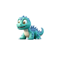 Fototapeta premium Cute cartoon dinosaur character with bright colors and friendly expression