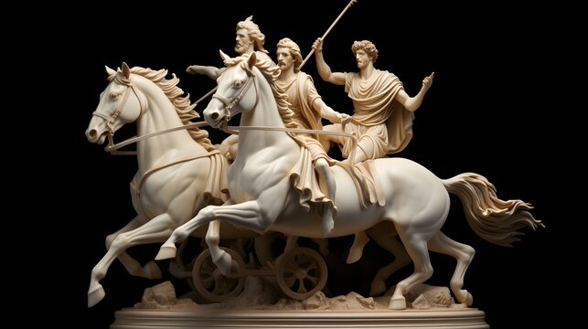 Majestic Roman Charioteer Statue in Powerful Motion Capturing the Triumphant Conquest and Grandeur of Ancient Olympian style Athletic Competition