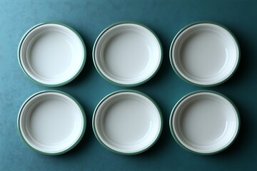 Six Empty Bowls Arranged In A Grid Pattern
