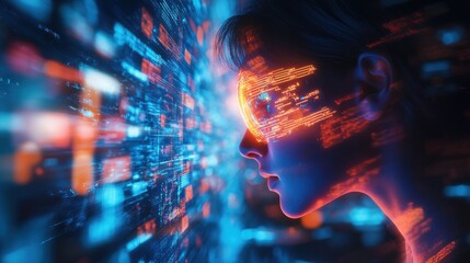 Cyberpunk Woman: Digital Future Interface