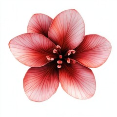 Fototapeta premium Red flower blossom, digital art, white background, design element