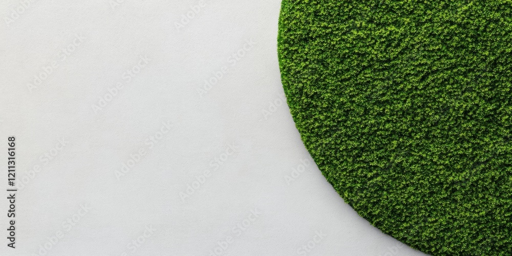 Poster nature-inspired minimalism textured moss circle on white concrete backdrop - visual content for eco-