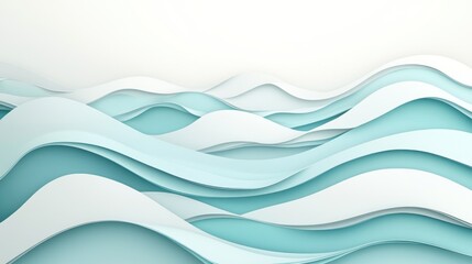 Fototapeta premium Abstract paper waves, light blue, white background, calming design, website banner