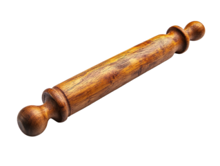 Wooden rolling pin isolated on transparent background