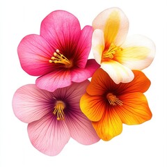 Vibrant flowers bouquet, white background, design element