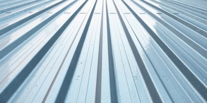 Abstract Textured Surface of Parallel Lines on a Metal Roof with Subtle Variations in Light and Shadow