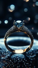 Elegant Silver Ring with Blue Gemstone and Sparkling Diamond Accents