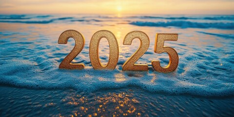 Golden 2025 on the Beach at Sunset