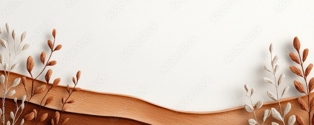 Poster rustic watercolor concept. elegant abstract design featuring soft leaves and organic shapes in sooth