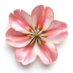 Pink tulip bloom, white background, spring, floral design