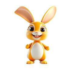 Fototapeta premium Cute cartoon rabbit character with cheerful expression