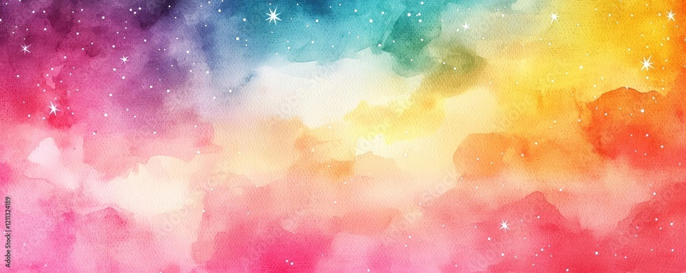 Poster starry watercolor idea. vibrant abstract watercolor background with a blend of colors and dreamy tex