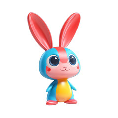 Fototapeta premium Cute cartoon rabbit character with vibrant colors and big ears
