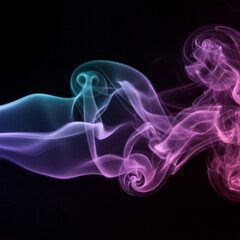 Fototapeta premium Abstract stock image of smooth, swirling smoke with soft gradients, isolated on a black background for atmospheric and mysterious design elements