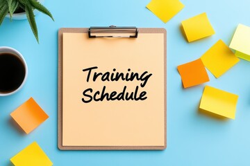 Training Schedule on Clipboard with Sticky Notes