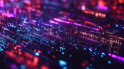 Abstract Digital Stream: Neon Cyberpunk Cityscape