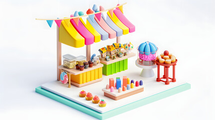 Fototapeta premium Art and Craft Stand colorful isometric 3D