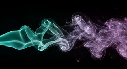 Fototapeta premium Abstract stock image of smooth, swirling smoke with soft gradients, isolated on a black background for atmospheric and mysterious design elements